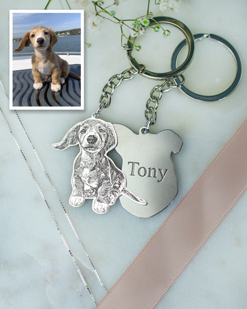 CGFN Porte-clés personnalisable en couleur avec photo, image, porte-nom  pour chien, cadeau d'amour, argenté, s, : : Mode